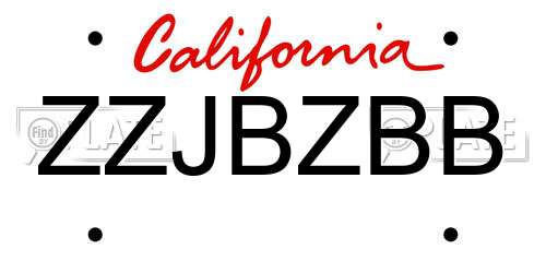 ZZJBZBB California License Plate