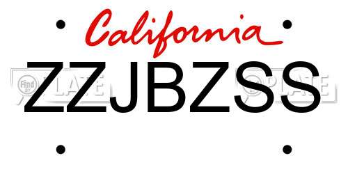 ZZJBZSS California License Plate