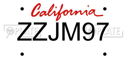 ZZJM97 California License Plate