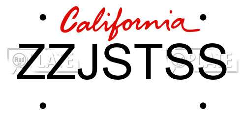 ZZJSTSS California License Plate