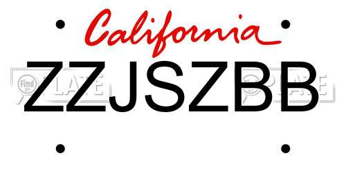 ZZJSZBB California License Plate