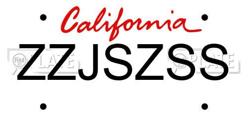 ZZJSZSS California License Plate