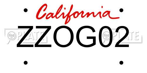 ZZOG02 California License Plate