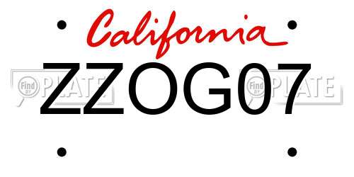 ZZOG07 California License Plate