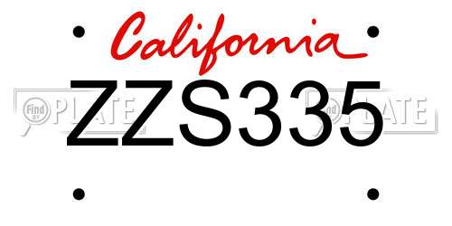 ZZS335 California License Plate
