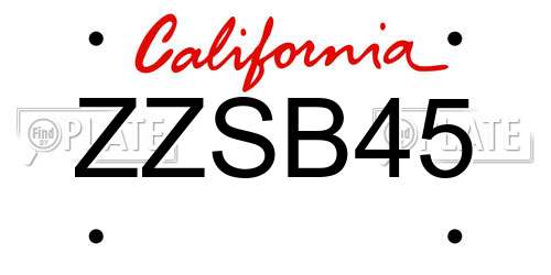 ZZSB45 California License Plate