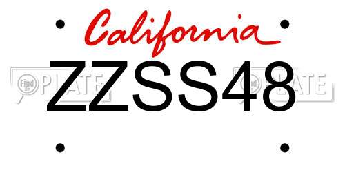 ZZSS48 California License Plate