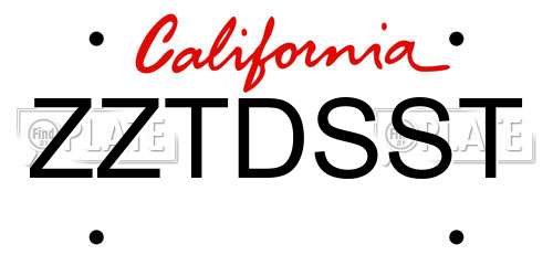 ZZTDSST California License Plate