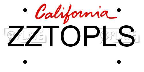 ZZTOPLS California License Plate