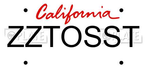 ZZTOSST California License Plate