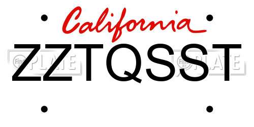 ZZTQSST California License Plate