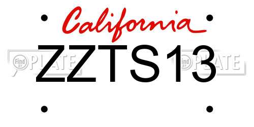 ZZTS13 California License Plate