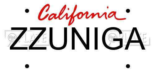 ZZUNIGA California License Plate