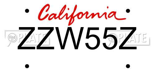 ZZW55Z California License Plate