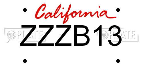 ZZZB13 California License Plate