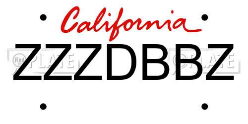 ZZZDBBZ California License Plate