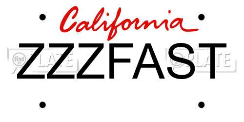 ZZZFAST California License Plate