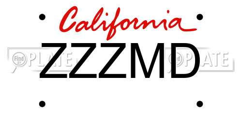 ZZZMD California License Plate
