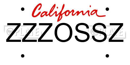 ZZZOSSZ California License Plate