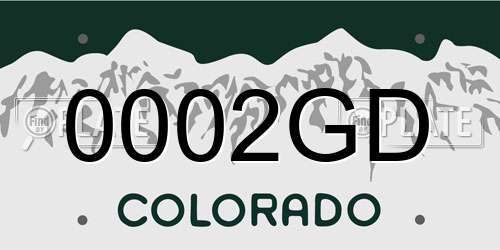 0002GD Colorado License Plate