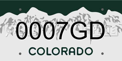 0007GD Colorado License Plate