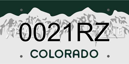 0021RZ Colorado License Plate