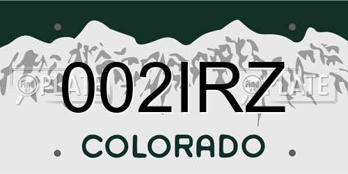 002IRZ Colorado License Plate