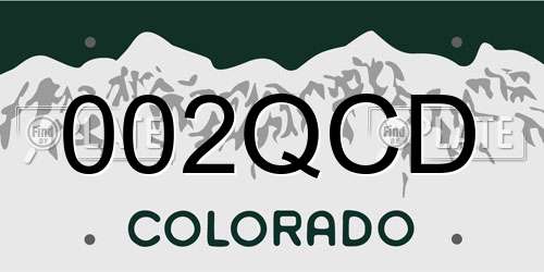 002QCD Colorado License Plate