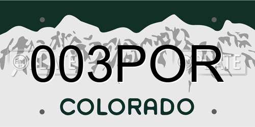 003POR Colorado License Plate