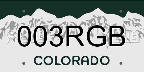 003RGB Colorado License Plate