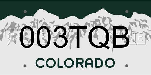 003TQB Colorado License Plate
