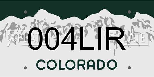 004LIR Colorado License Plate