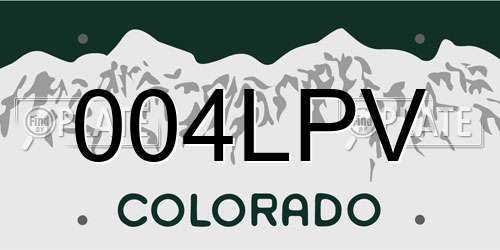 004LPV Colorado License Plate