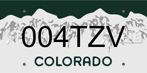 004TZV Colorado License Plate