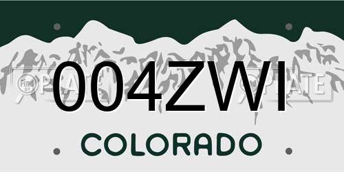 004ZWI Colorado License Plate