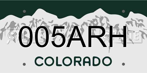 005ARH Colorado License Plate