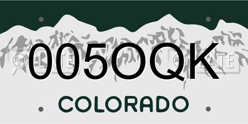 005OQK Colorado License Plate