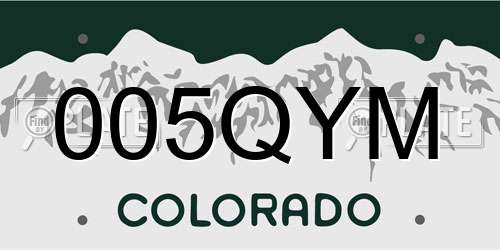 005QYM Colorado License Plate