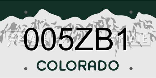 005ZB1 Colorado License Plate