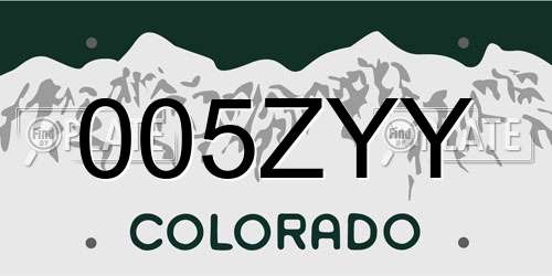 005ZYY Colorado License Plate