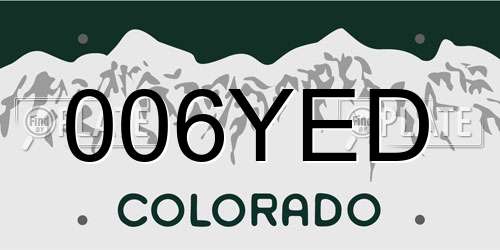 006YED Colorado License Plate