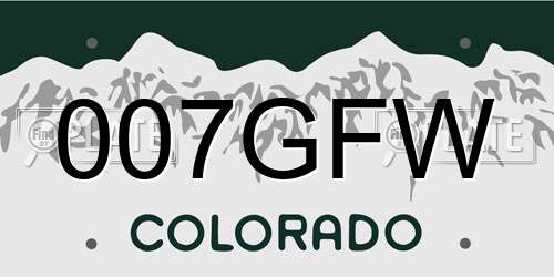 007GFW Colorado License Plate