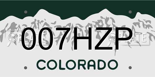 007HZP Colorado License Plate