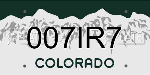 007IR7 Colorado License Plate