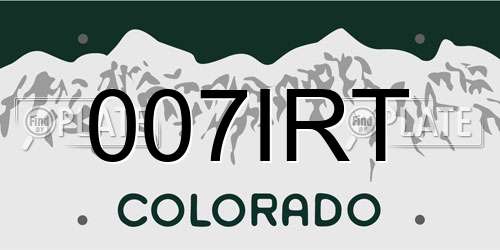 007IRT Colorado License Plate