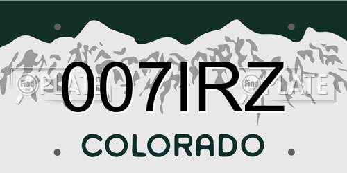 007IRZ Colorado License Plate