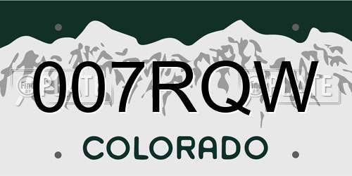 007RQW Colorado License Plate