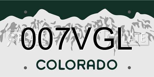 007VGL Colorado License Plate