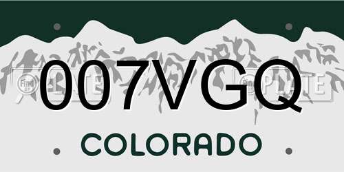 007VGQ Colorado License Plate