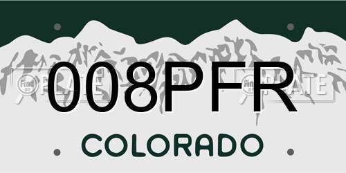 008PFR Colorado License Plate